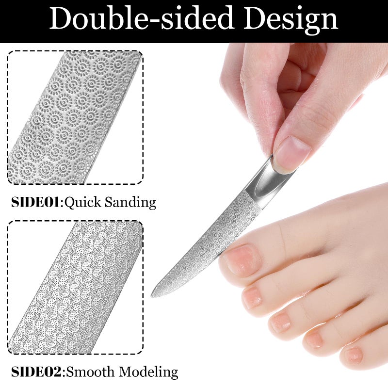 Bruislard Curved Nail File 4.9 inch Stainless Steel Double-Sided Toenail File for Thick Toenails Metal Finger Nail Buffer for Smooth, Shiny, Salon-Worthy Nails for Women and Men - Image 3